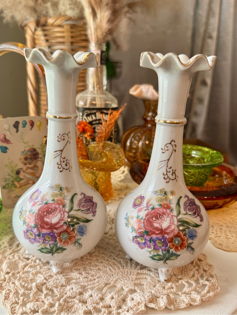 Japanese Hand Painted Perfume Bottles/Vases